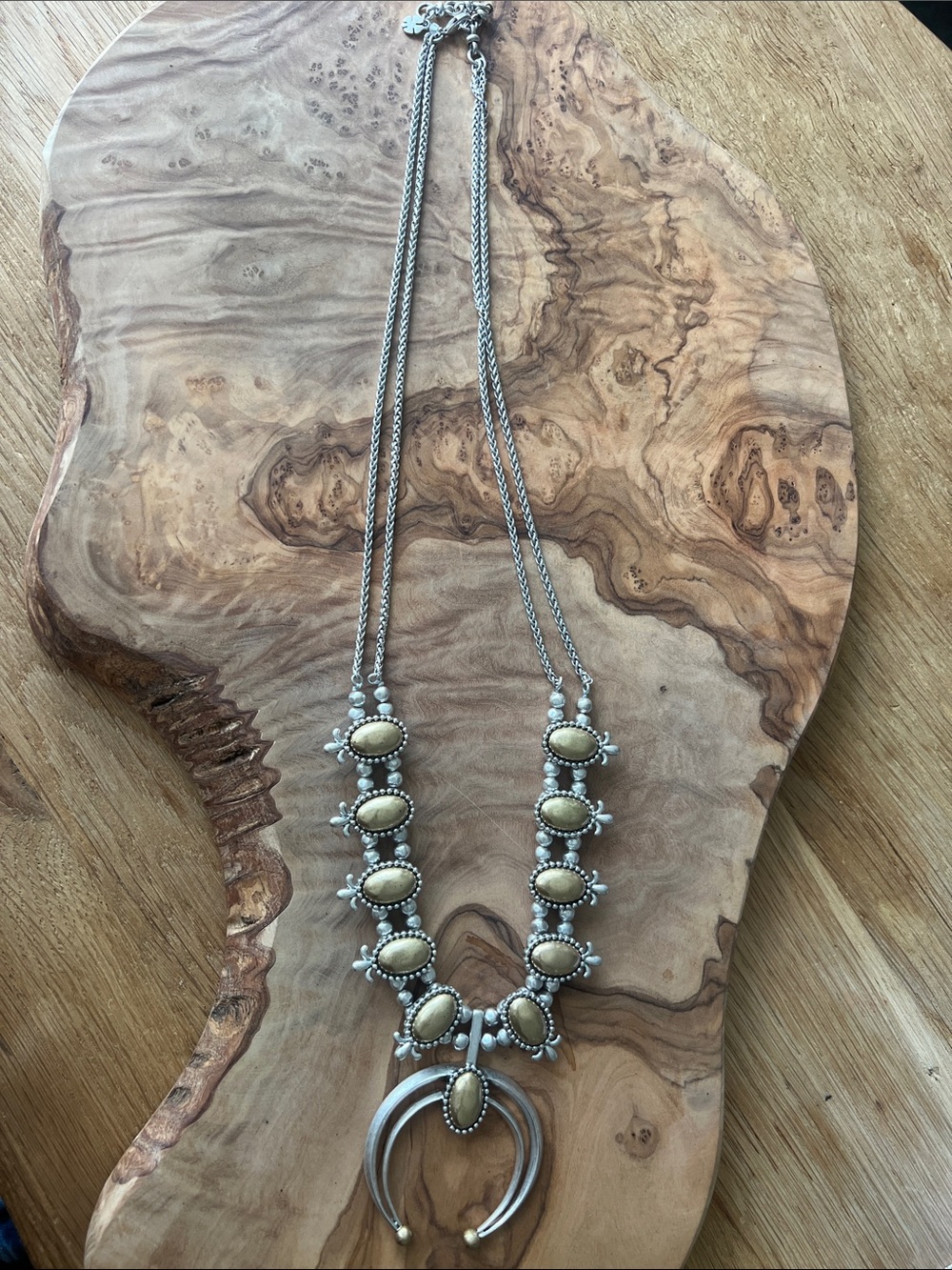 Lucky Brand Silver and Gold-Tone Southwestern Statement Necklace - Picture 2 of 6